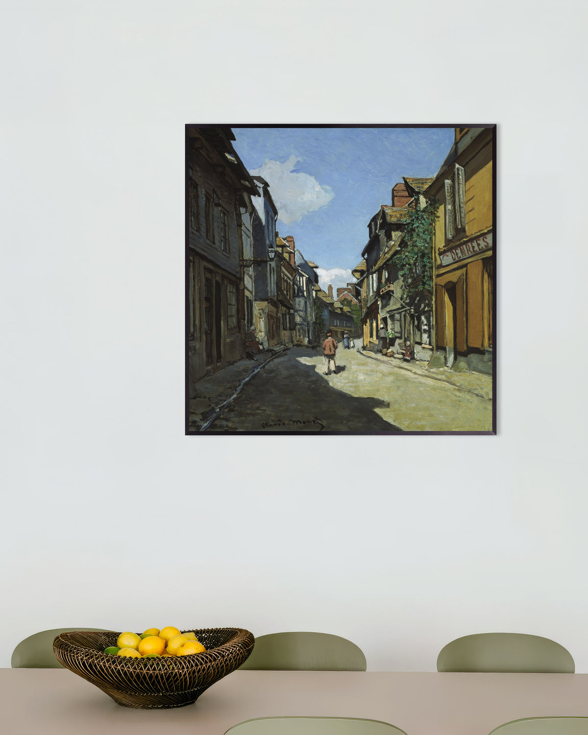 Poster of Rue de la Bavole, Honfleur (1864) by Claude Monet, with metal frame