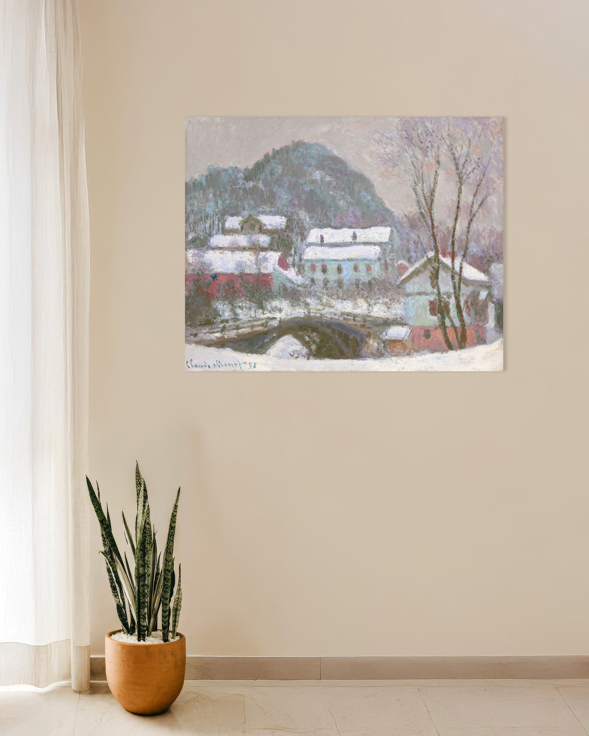 Poster of Sandviken, Snow Effect (1895) by Claude Monet