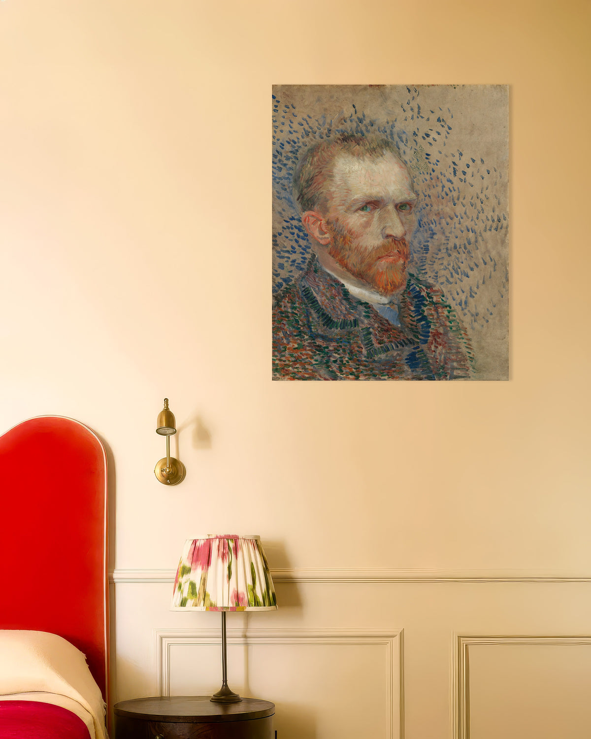 Poster of Self-Portrait with Blue Dashes (1887) by Vincent van Gogh