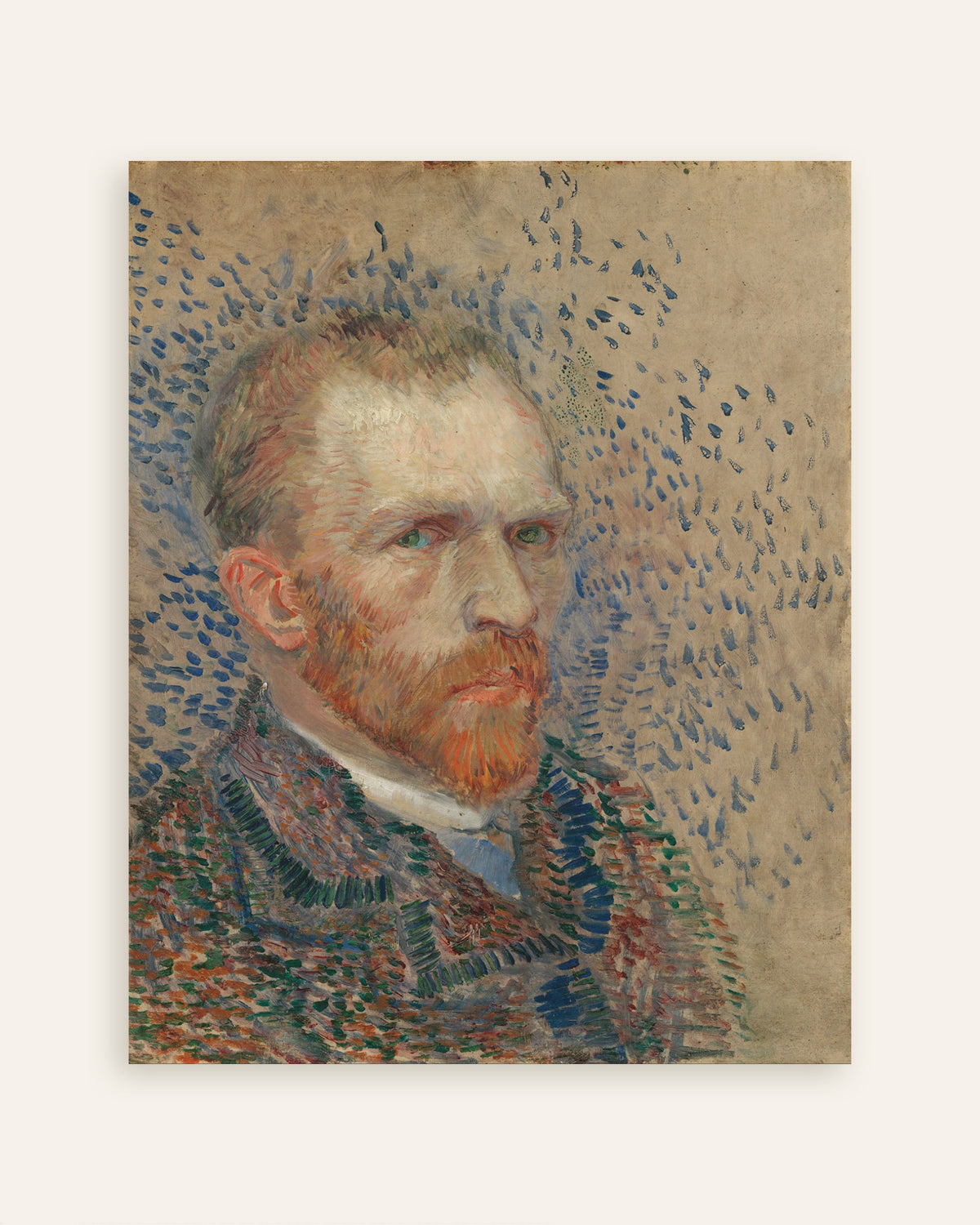 Poster of Self-Portrait with Blue Dashes (1887) by Vincent van Gogh, thumbnail