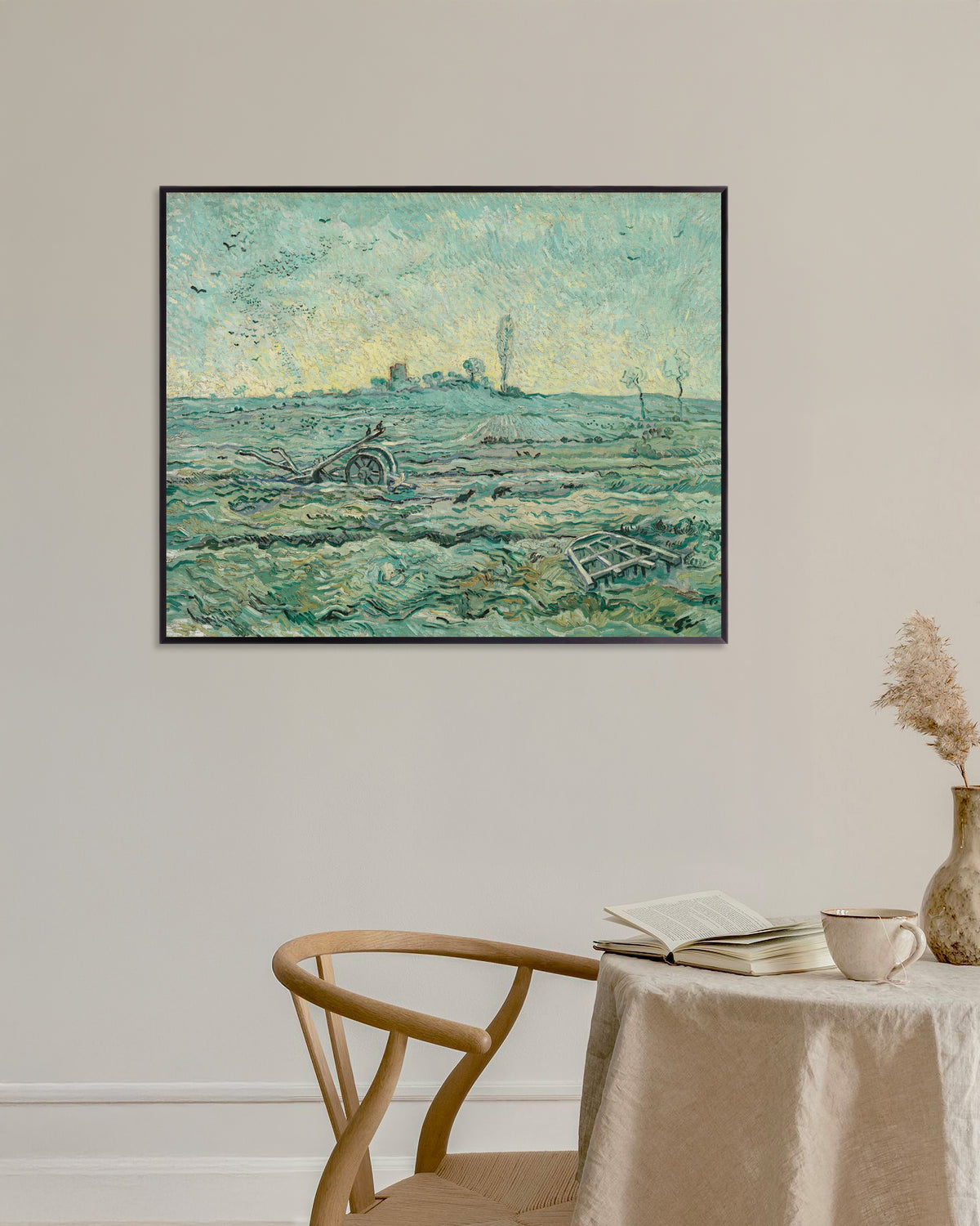 Poster of Snow-Covered Field with a Harrow, after Millet (1890) by Vincent van Gogh, with metal frame