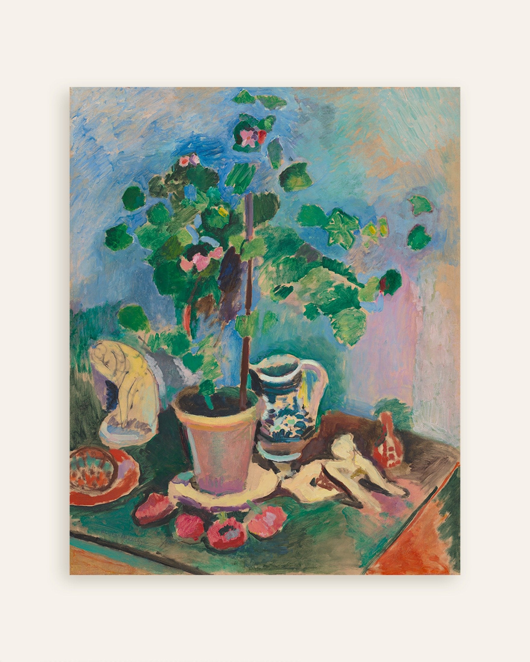 Poster of Still life with geranium (1906) by Henri Matisse, thumbnail