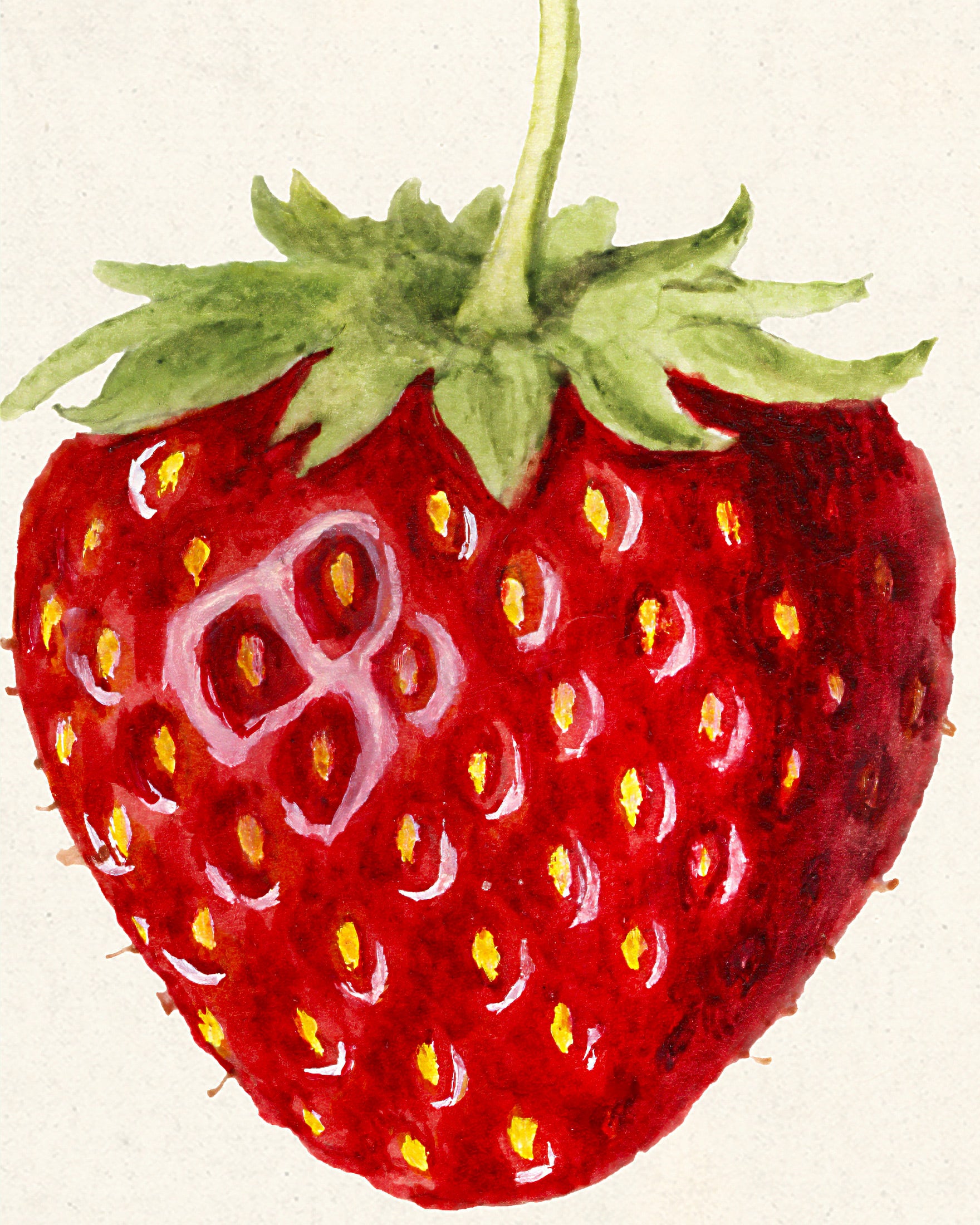 Retro Strawberry Botanical Artwork – Watercolour Fruit Wall Décor