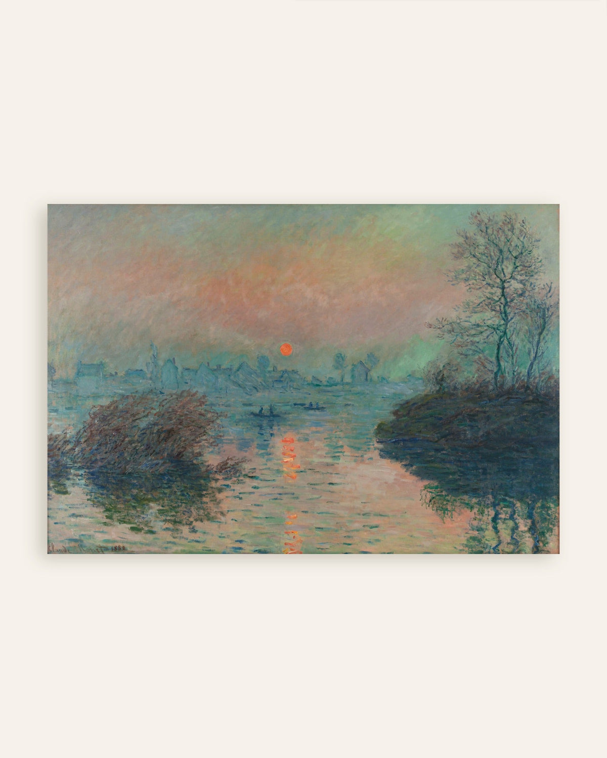 Poster of Sunset on the Seine at Lavacourt, Winter Effect (1880) by Claude Monet, thumbnail