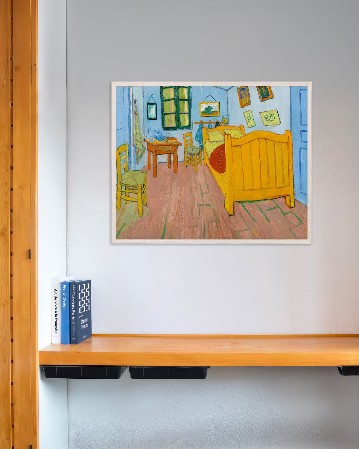 Poster of The Bedroom (1888) by Vincent van Gogh, with white wooden frame
