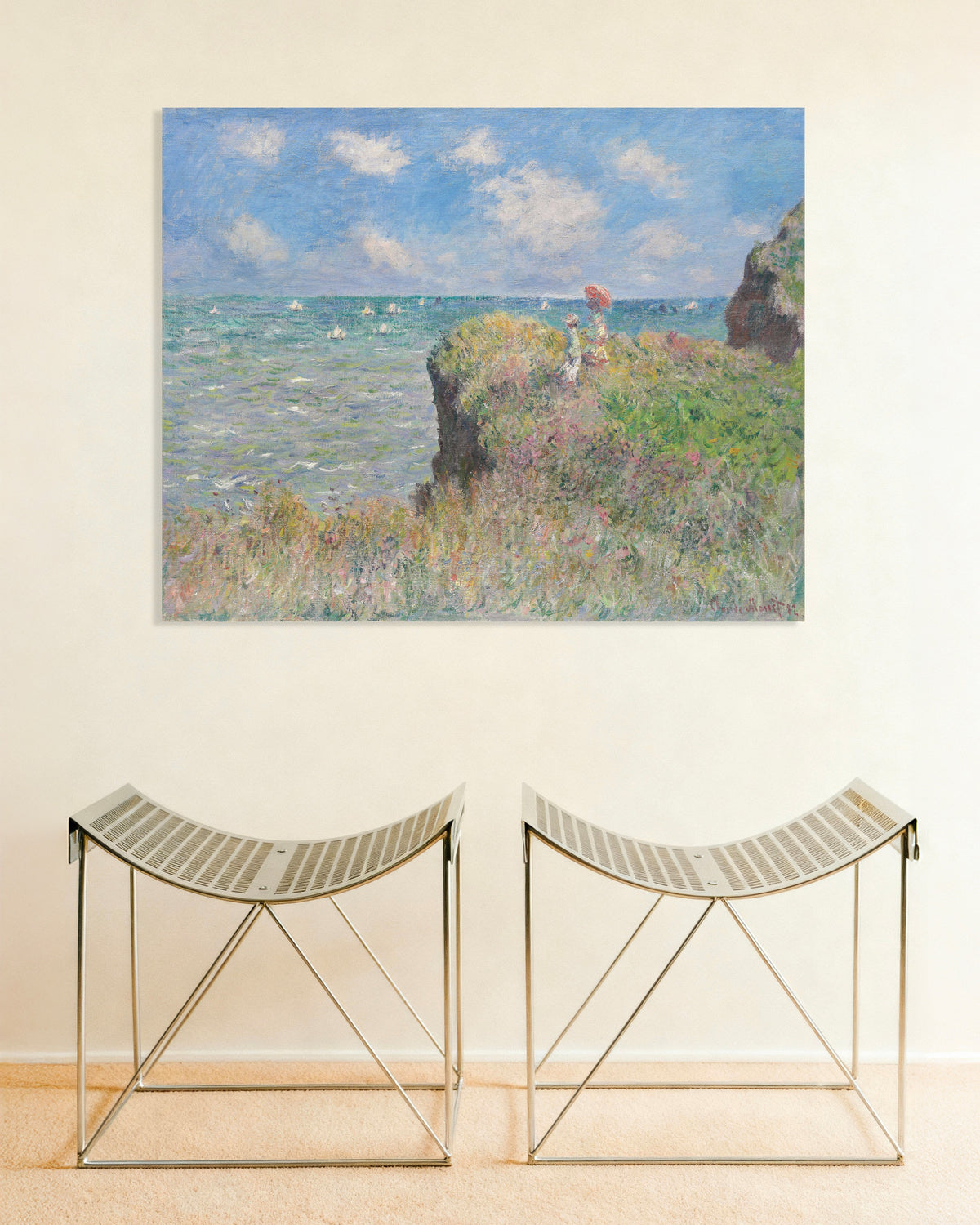 Poster of The Cliff Walk at Pourville (1882) by Claude Monet