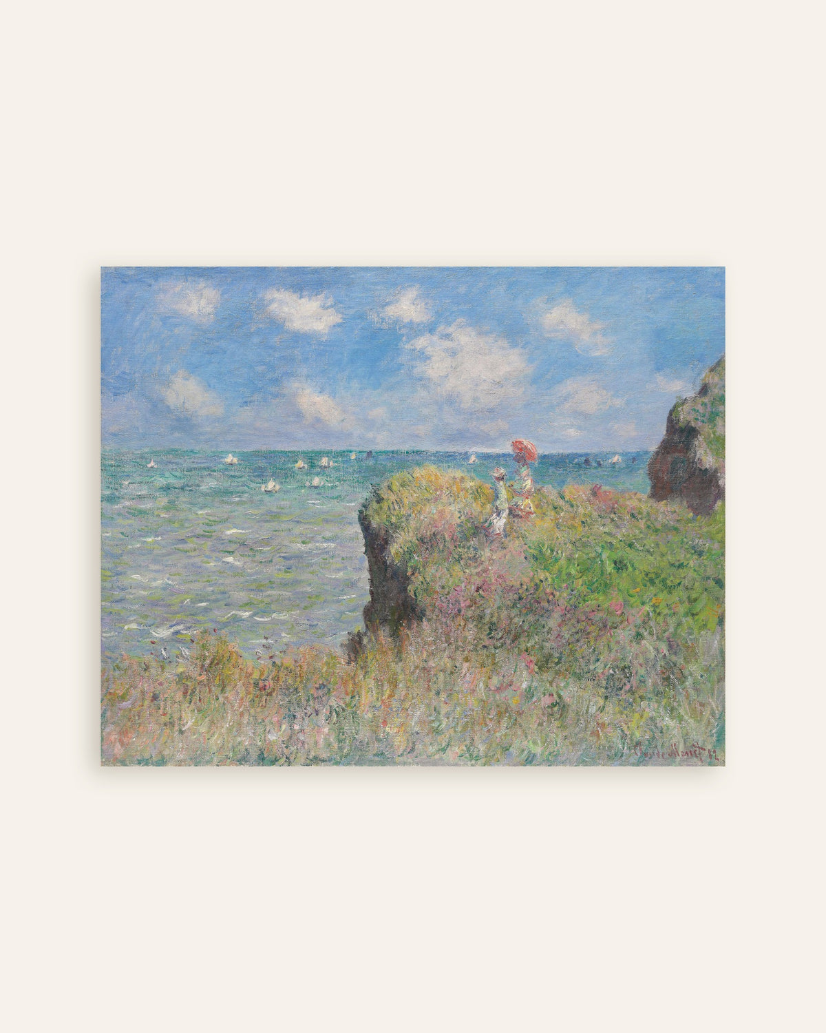 Poster of The Cliff Walk at Pourville (1882) by Claude Monet, thumbnail