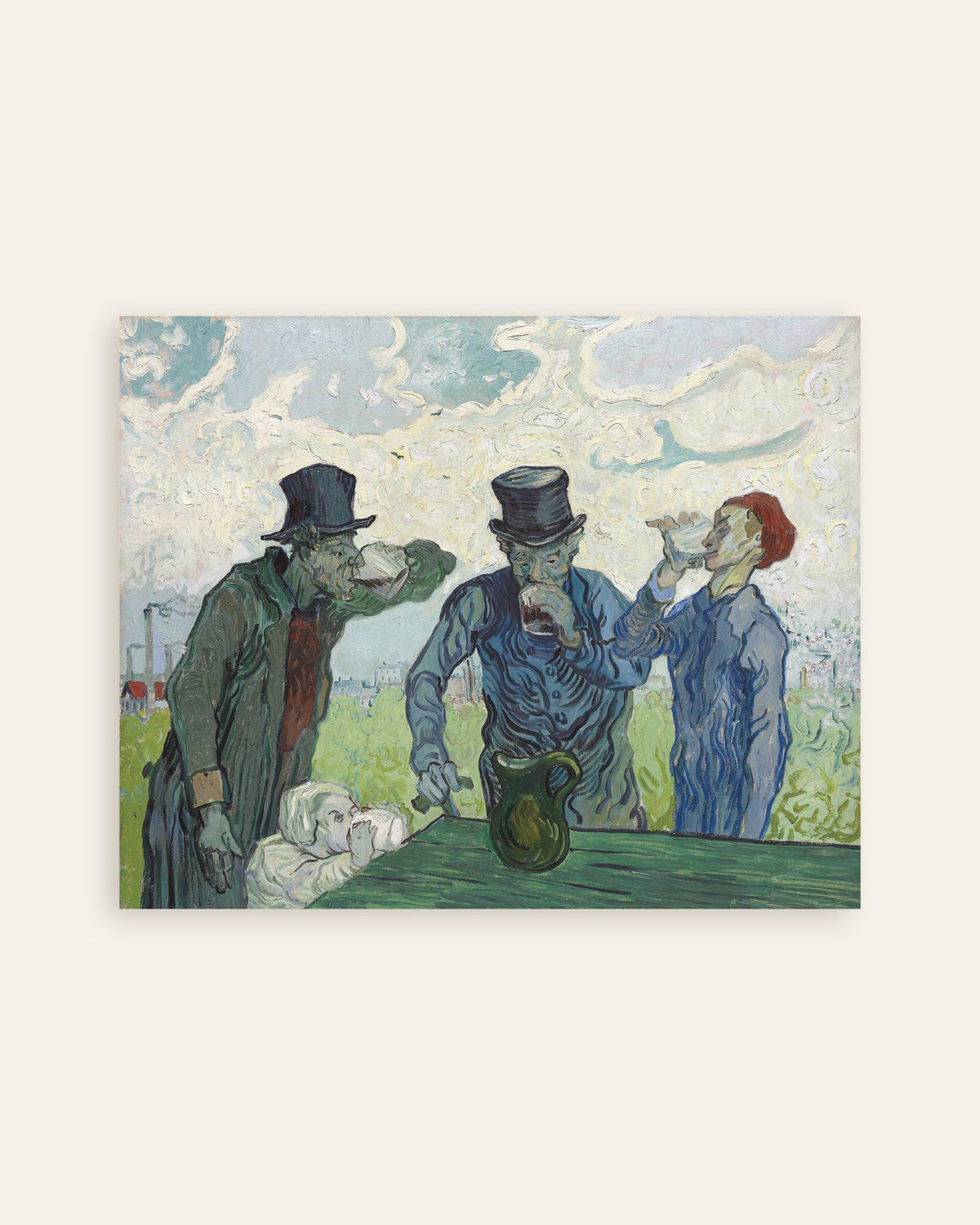 Poster of The Drinkers, after Daumier (1890) by Vincent van Gogh, thumbnail