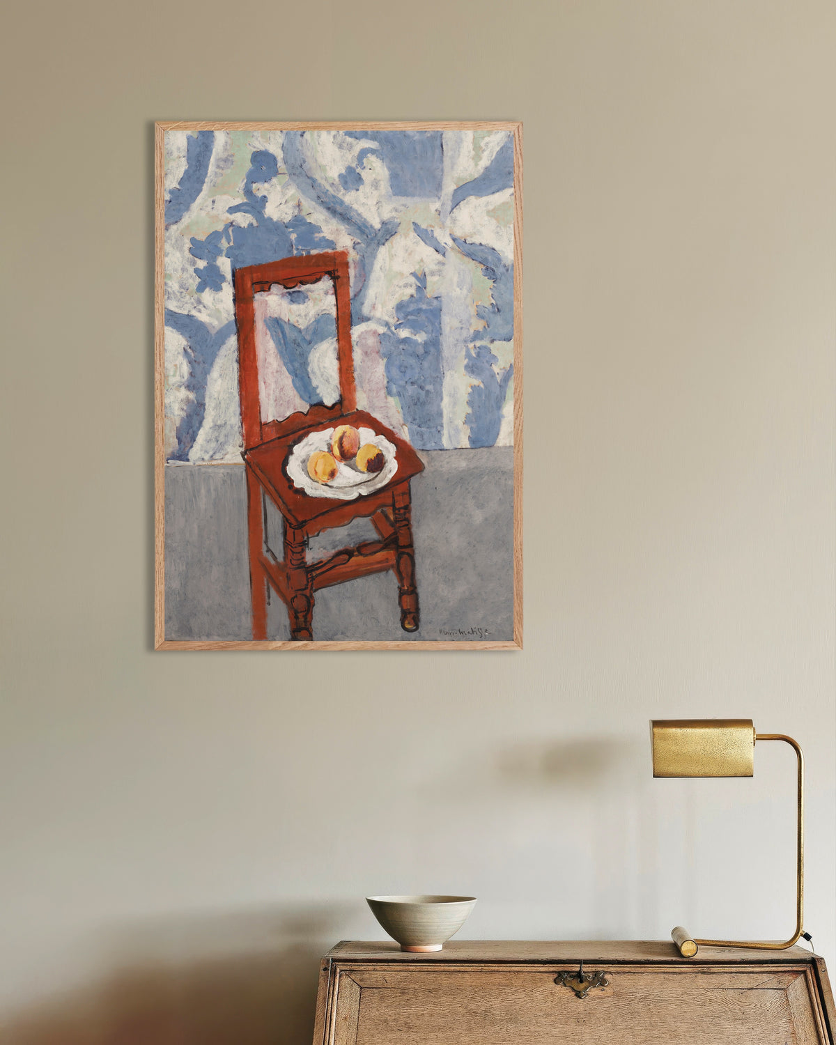 Poster of The Lorraine Chair (1919) by Henri Matisse, with natural wooden frame