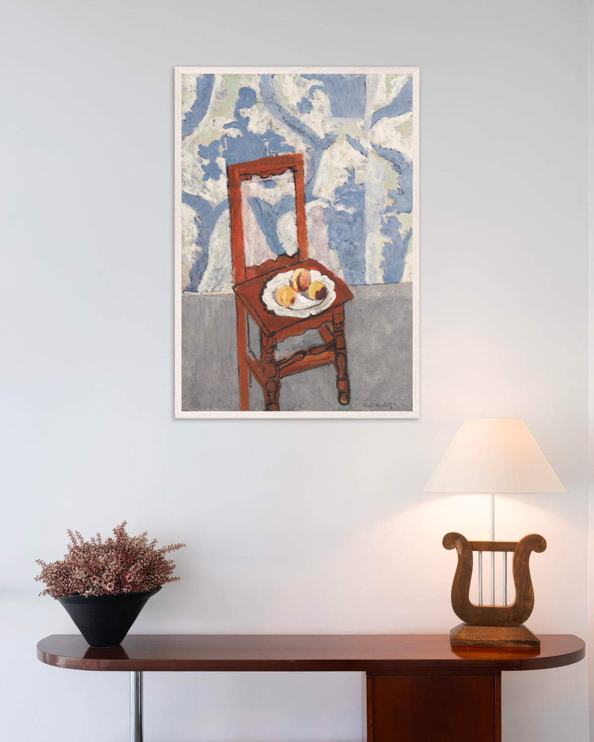 Poster of The Lorraine Chair (1919) by Henri Matisse, with white wooden frame