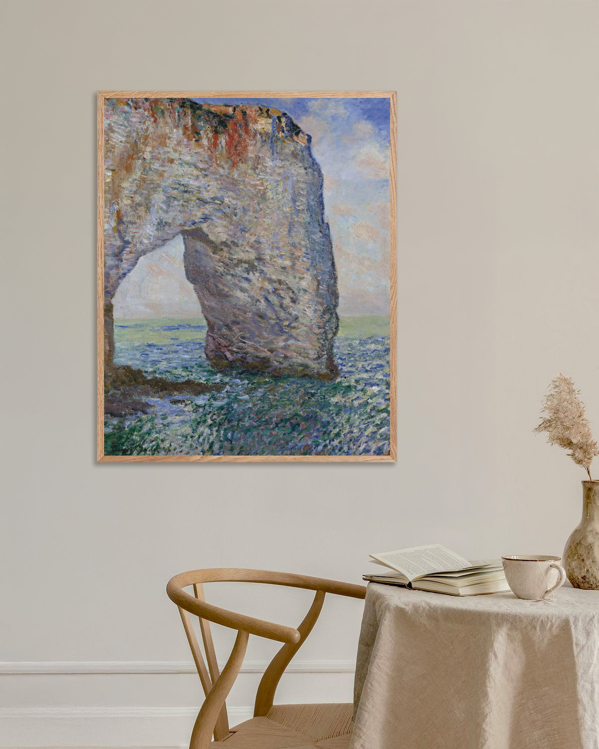 Poster of The Manneporte near Étretat (1886) by Claude Monet, with natural wooden frame