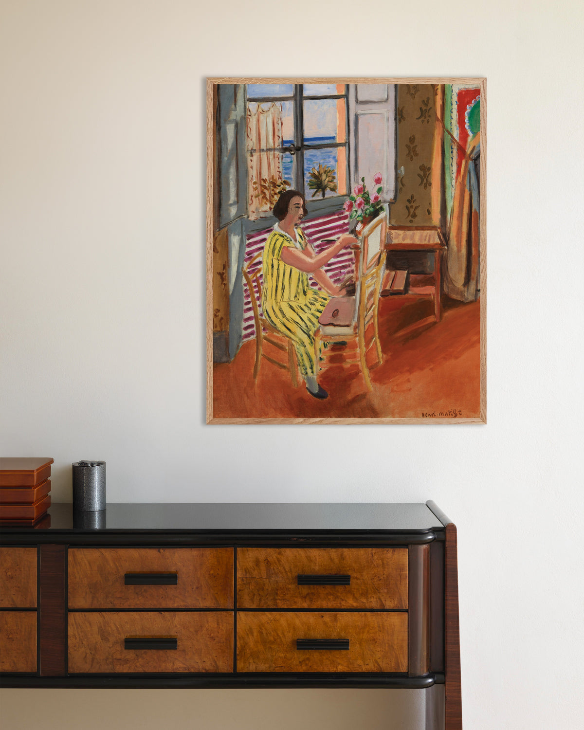 Poster of The Morning Session (1924) by Henri Matisse, with natural wooden frame
