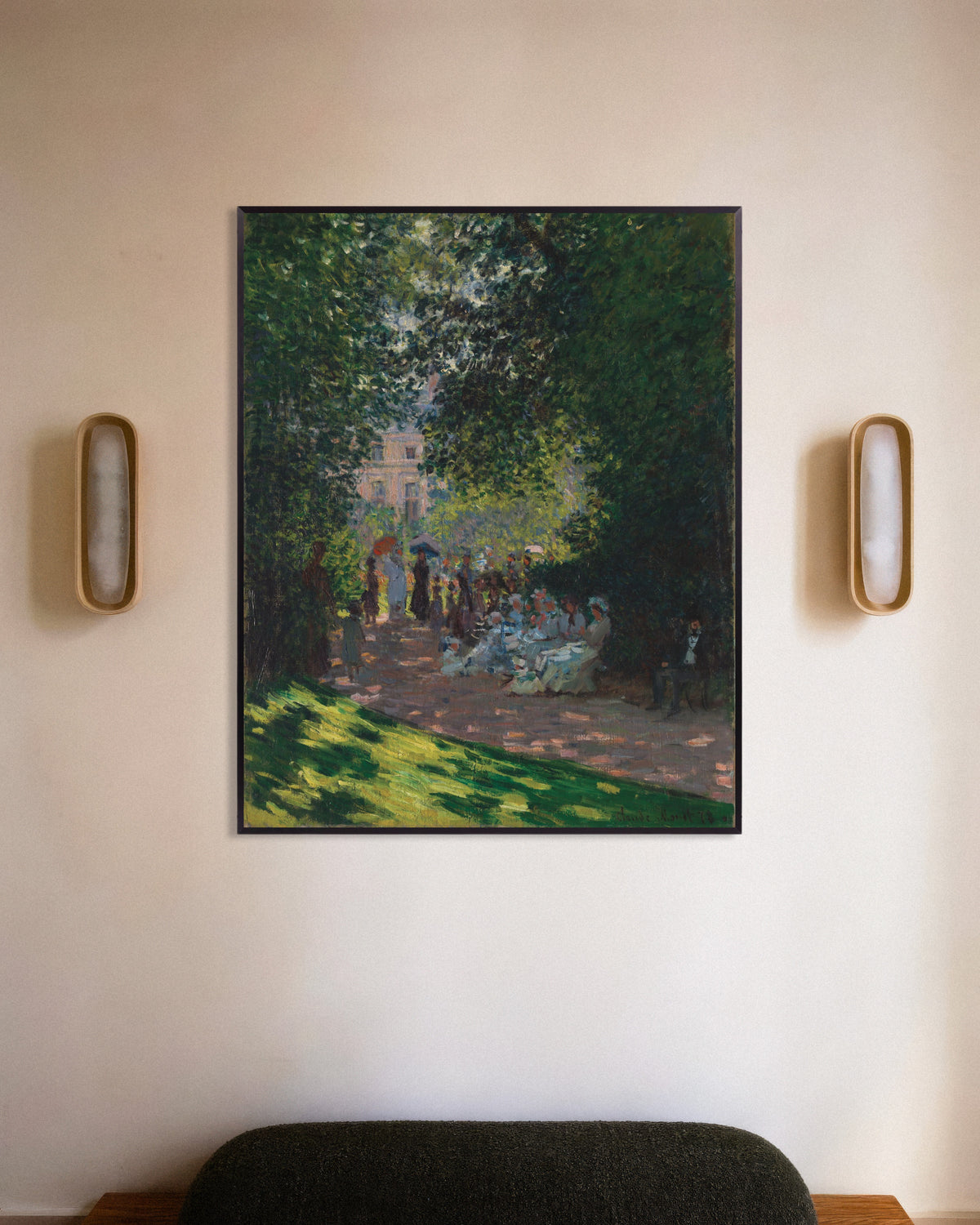 Poster of The Parc Monceau (1878) by Claude Monet, with metal frame