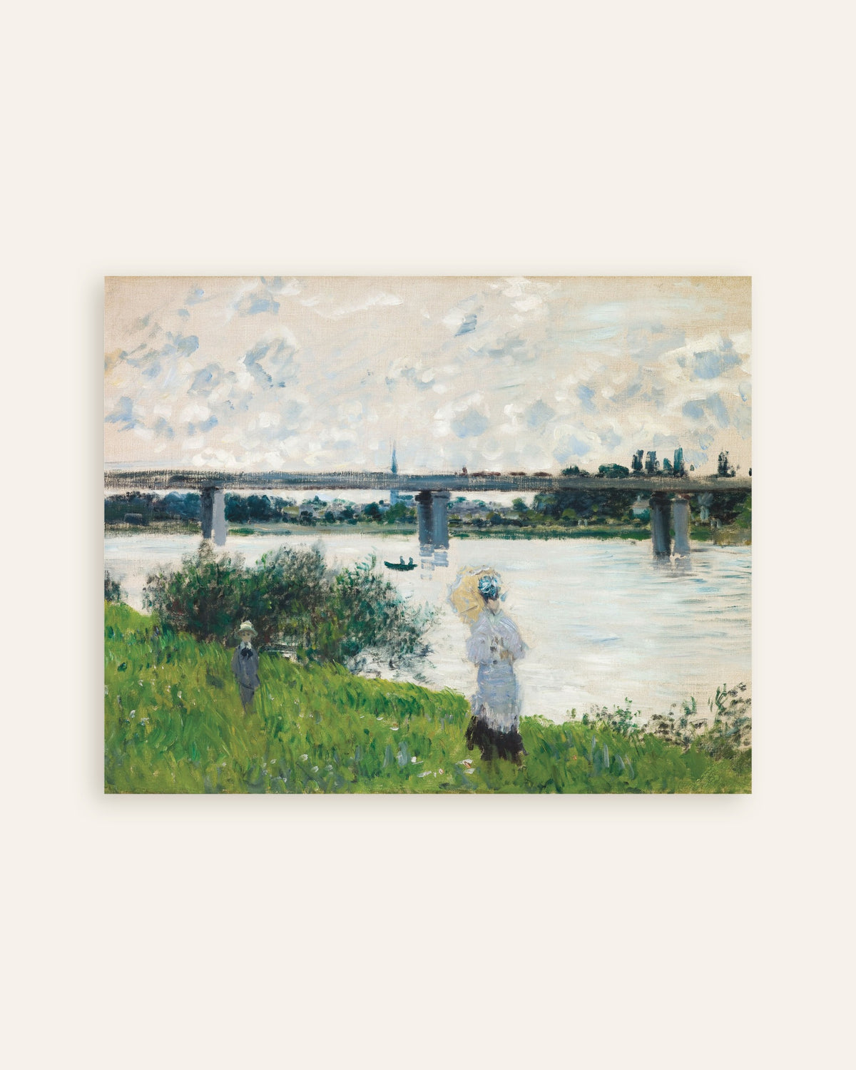 Poster of The Promenade with the Railroad Bridge, Argenteuil (1874) by Claude Monet, thumbnail
