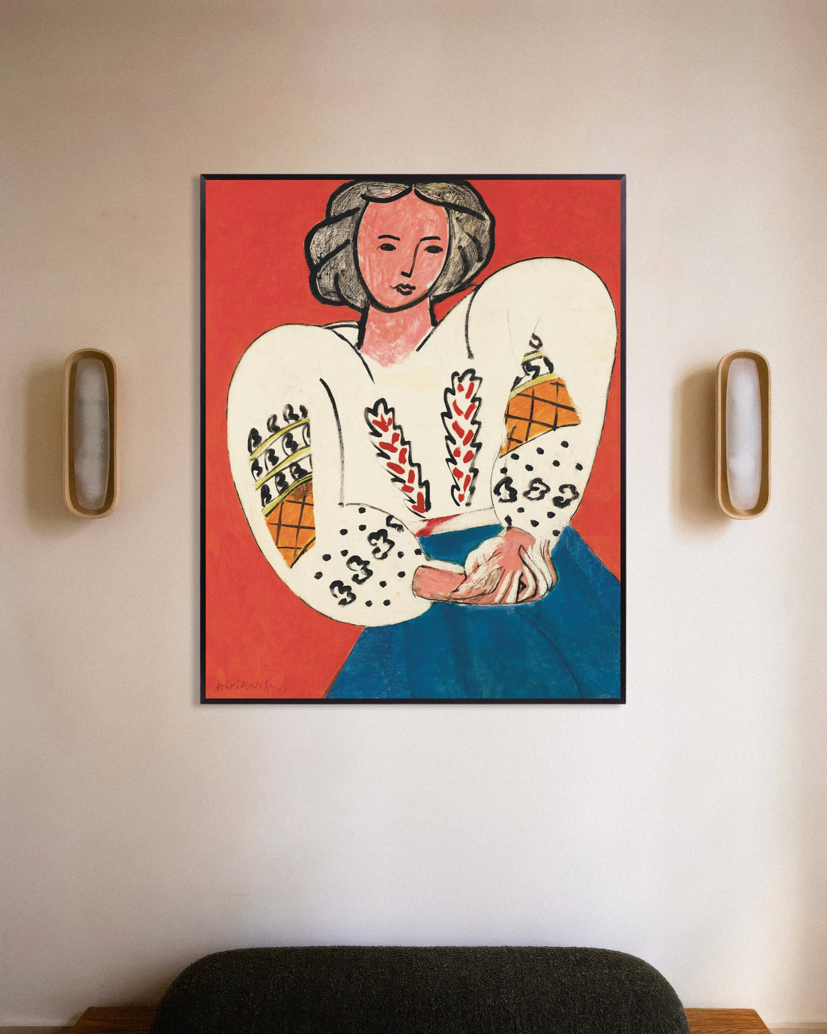 Poster of The Romanian blouse (1940) by Henri Matisse, with metal frame