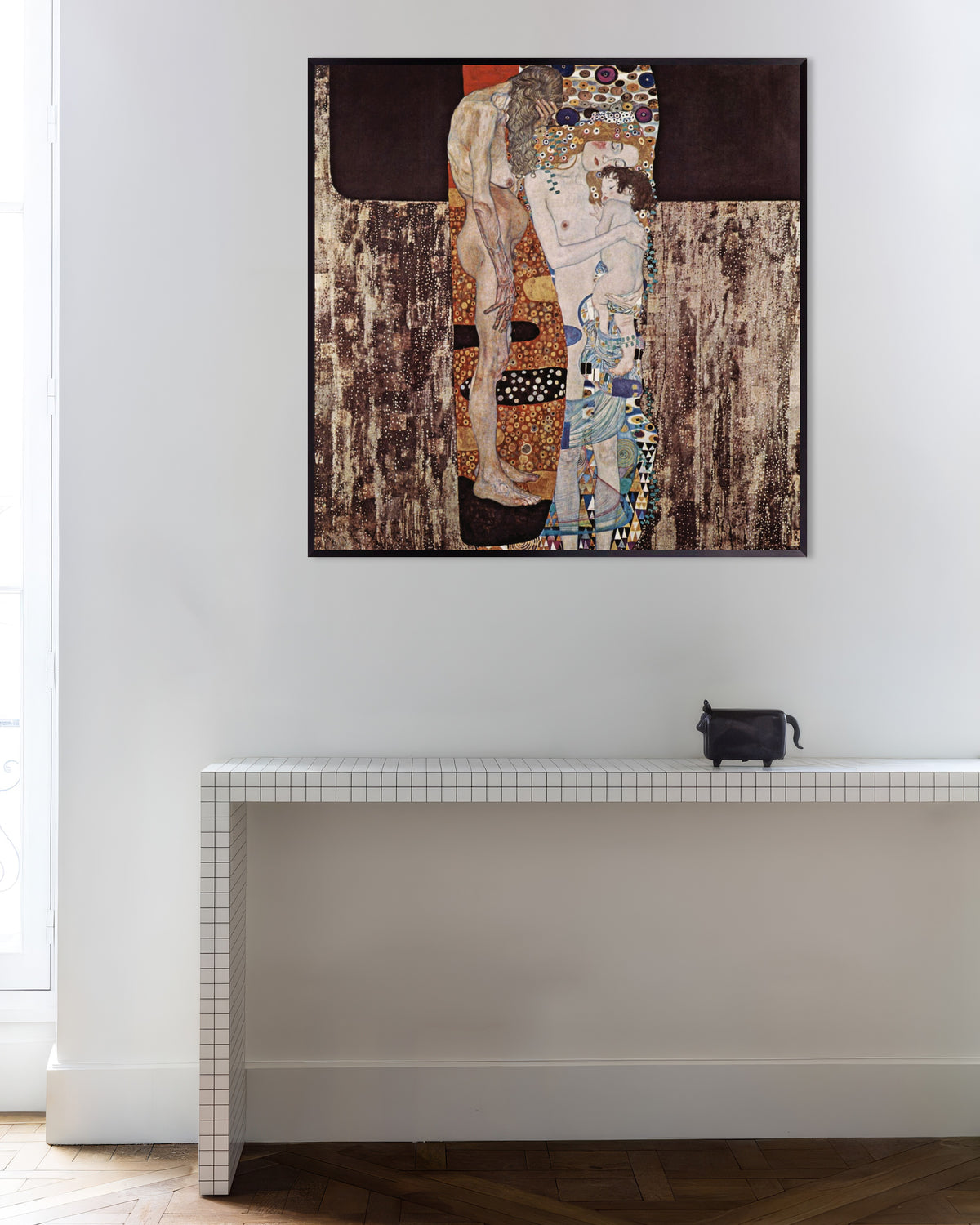 Poster of The Three Ages of Woman (1905) by Gustav Klimt, with metal frame