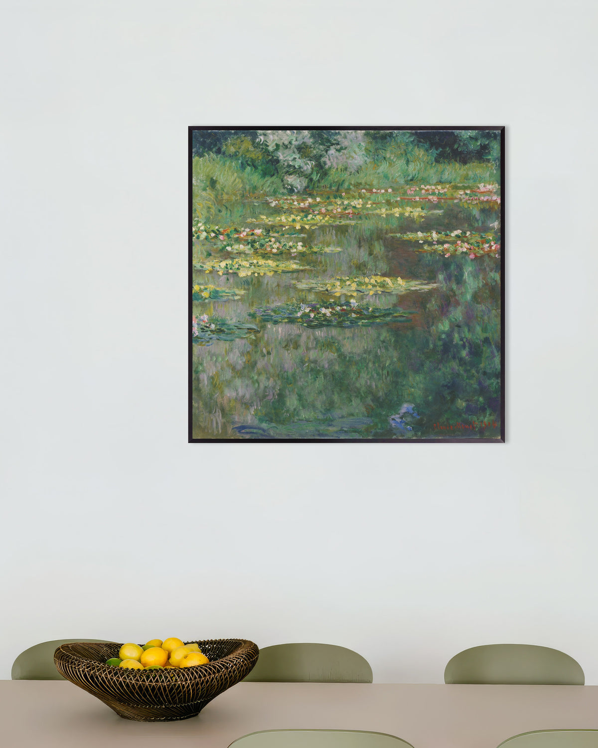 Poster of The Water Lily Pond (1904) by Claude Monet, with metal frame