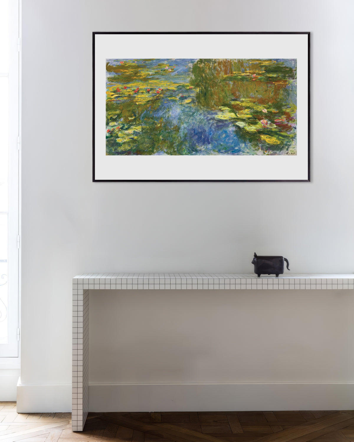 Poster of The Water Lily Pond (c. 1917–1919) by Claude Monet, with metal frame