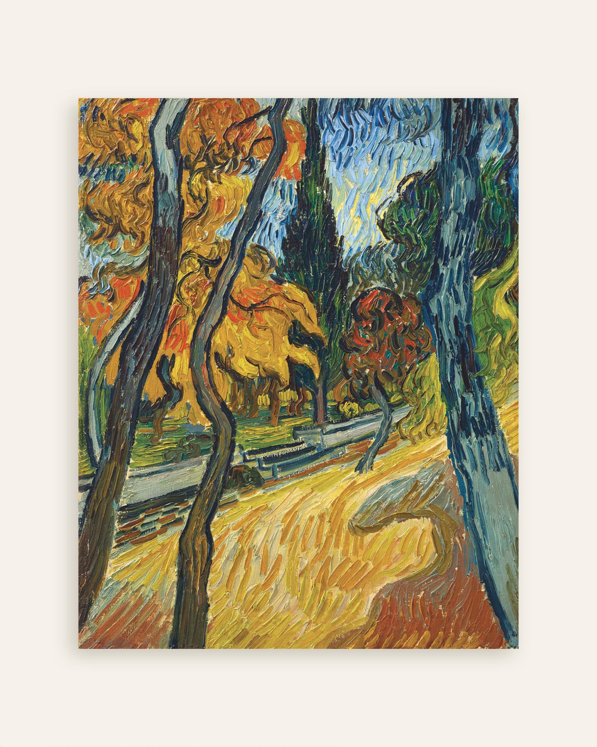 Poster of Trees in the Garden of the Asylum (1889) by Vincent van Gogh, thumbnail