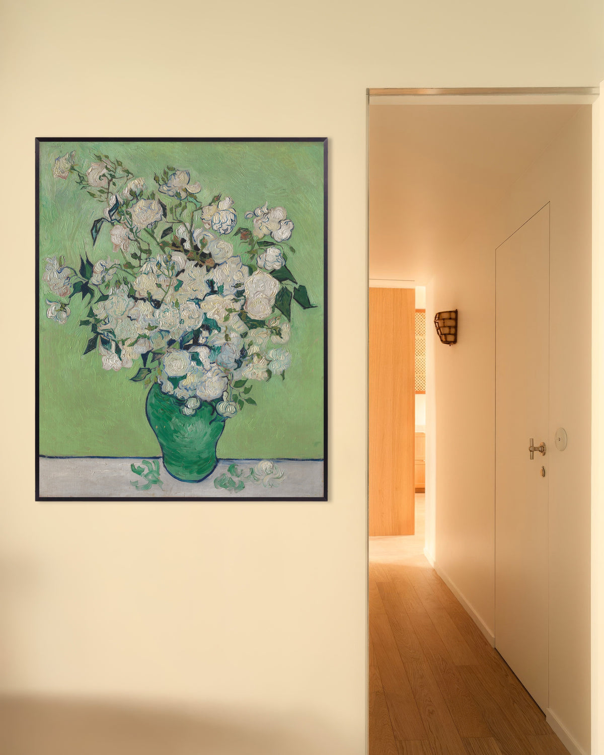 Poster of Vase of Roses (1890) by Vincent van Gogh, with metal frame