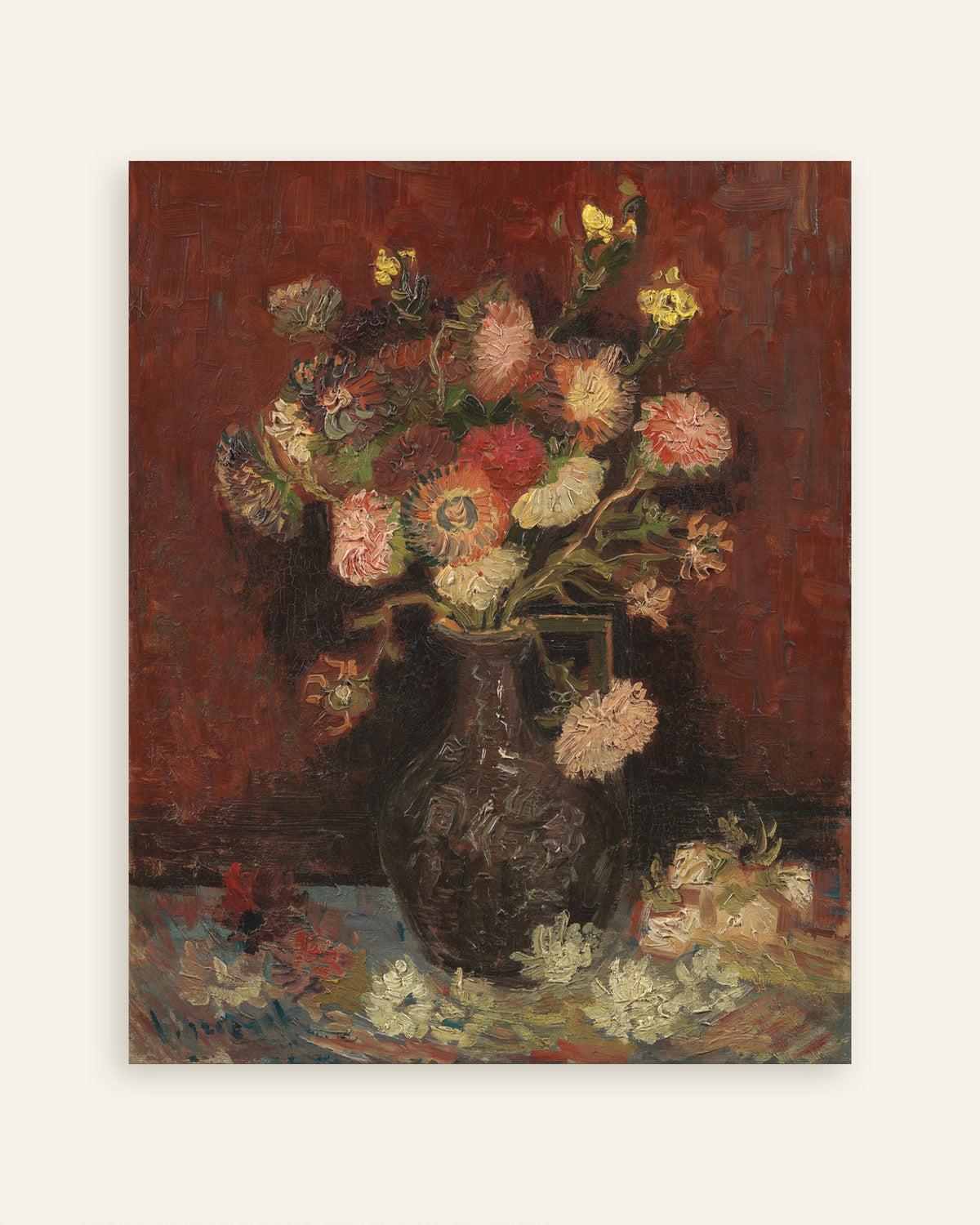 Poster of Vase with Chinese Asters and Gladioli (1886) by Vincent van Gogh, thumbnail