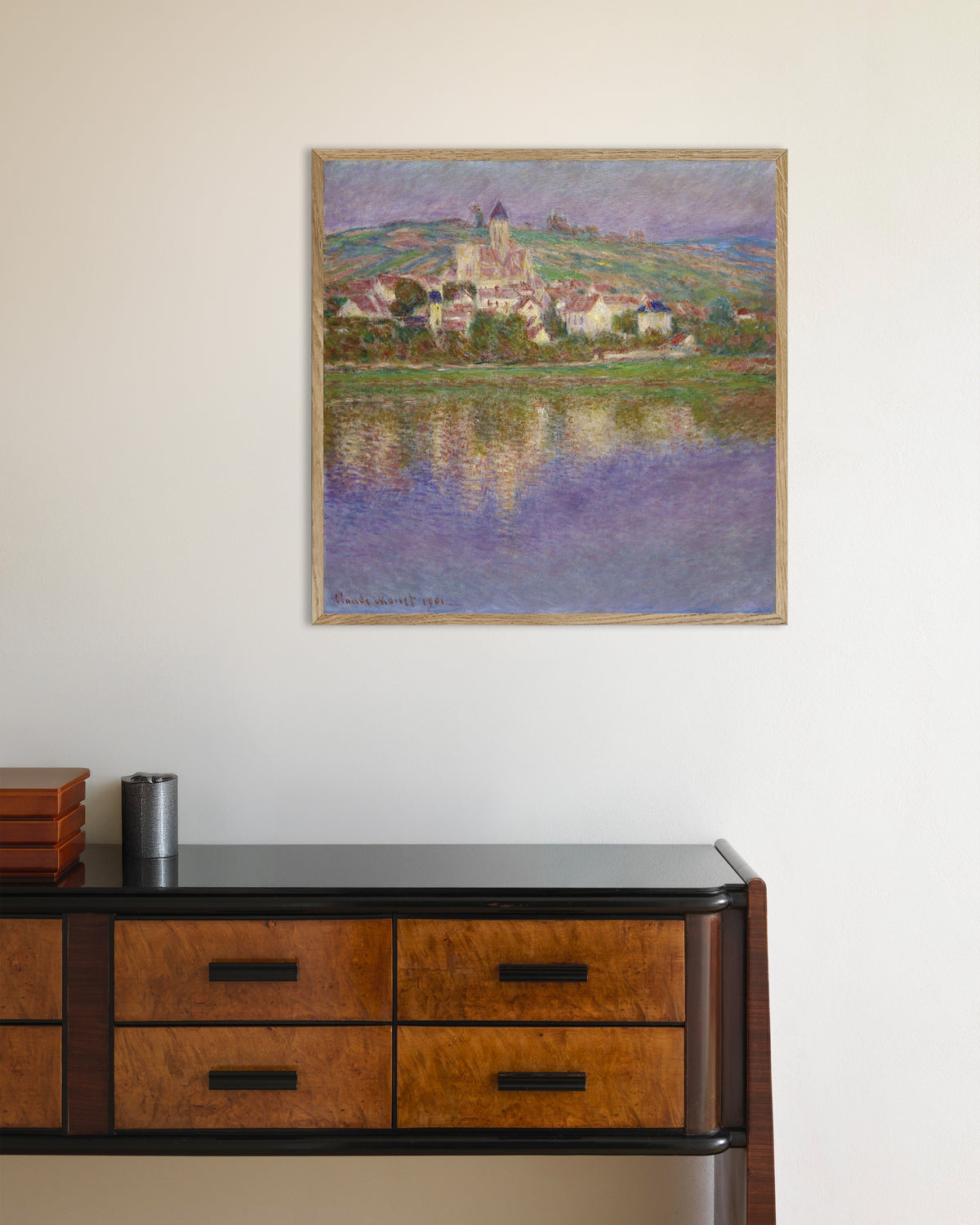 Poster of Vétheuil (1901) by Claude Monet, with natural wooden frame