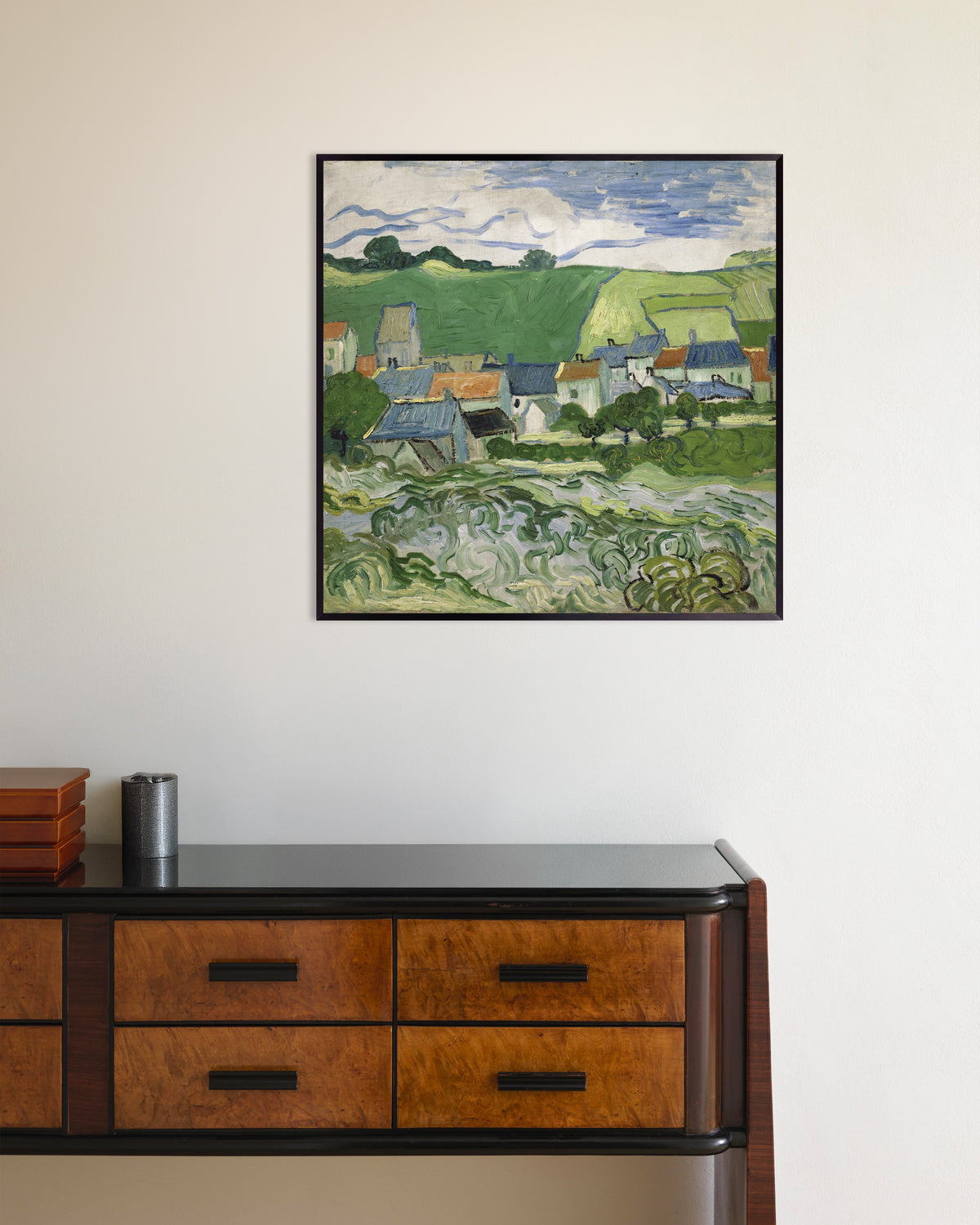 Poster of View of Auvers (1890) by Vincent van Gogh, with metal frame