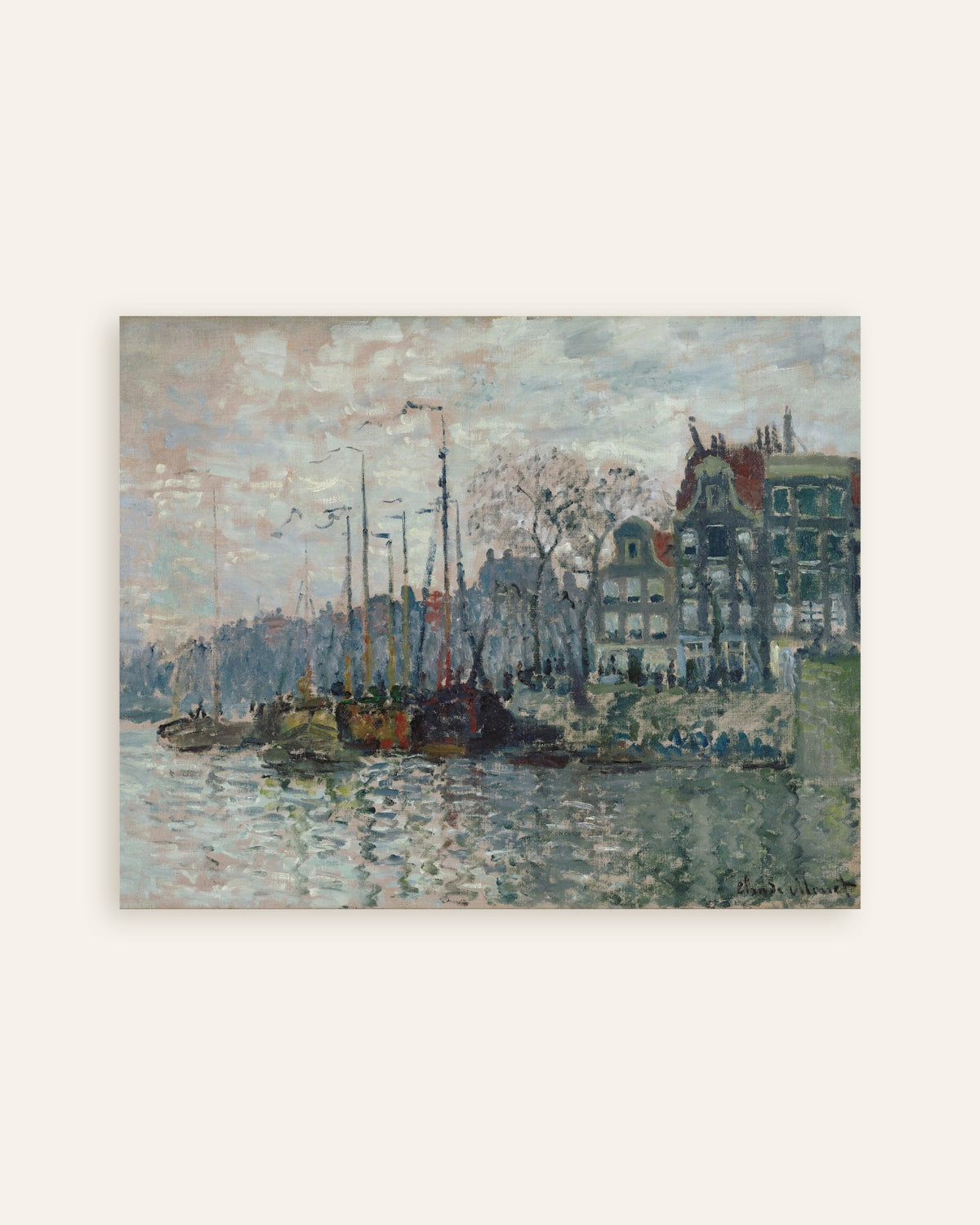 Poster of View of the Prins Hendrikkade and the Kromme Waal in Amsterdam (1874) by Claude Monet, thumbnail