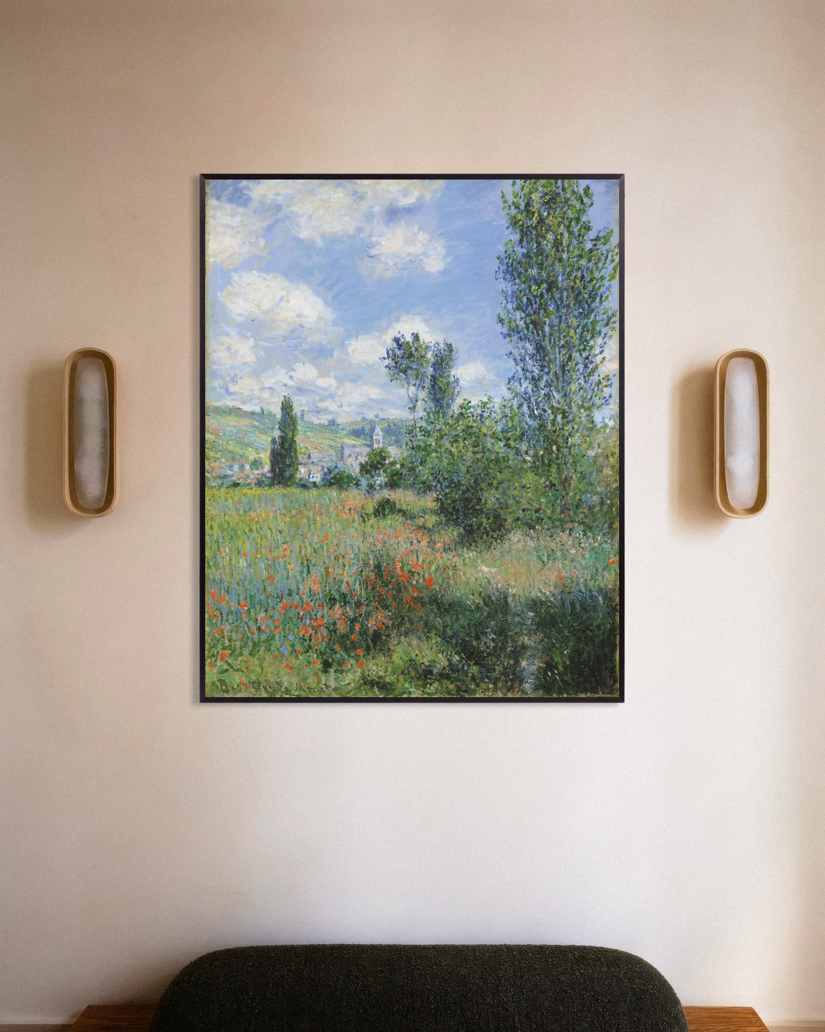 Poster of View of Vétheuil (1880) by Claude Monet, with metal frame