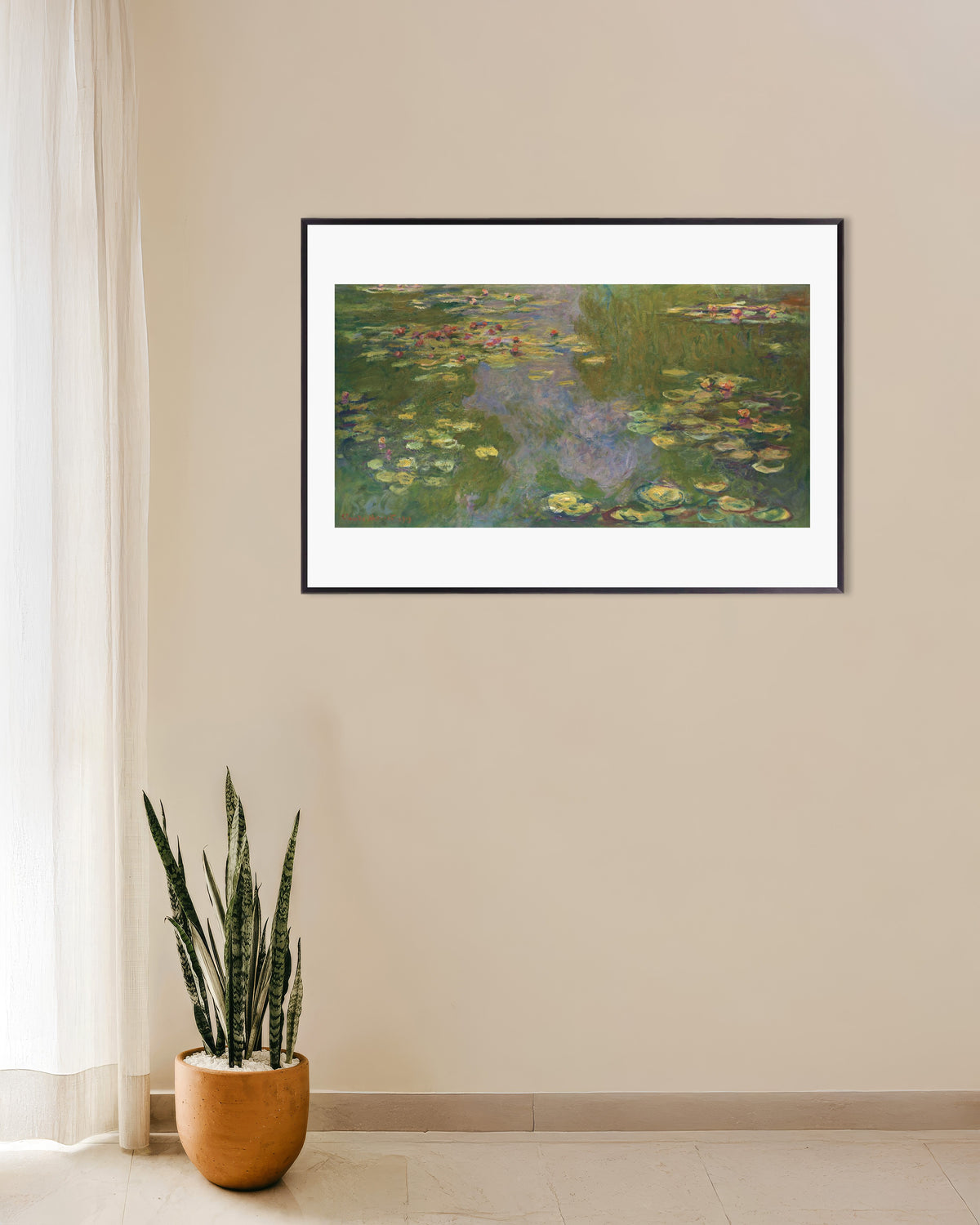 Poster of Water Lilies (1919) by Claude Monet, with metal frame