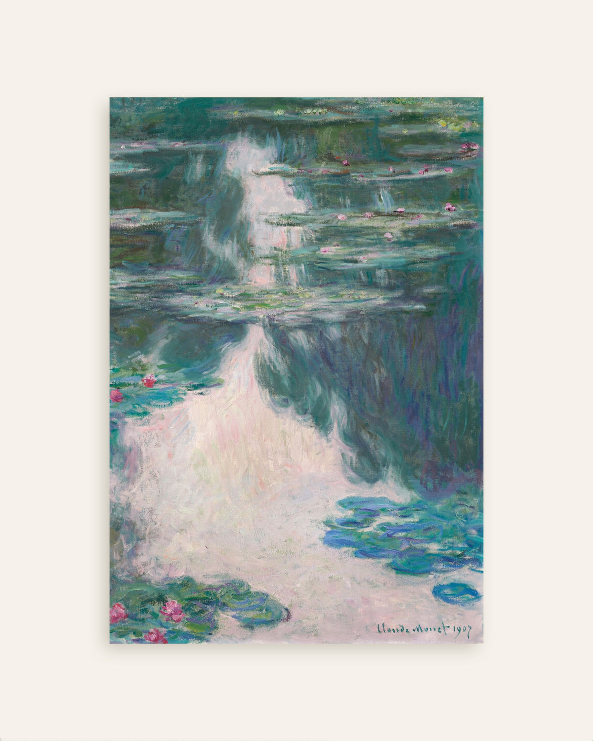 Poster of Water Lilies, Gray Weather (1907) by Claude Monet, thumbnail