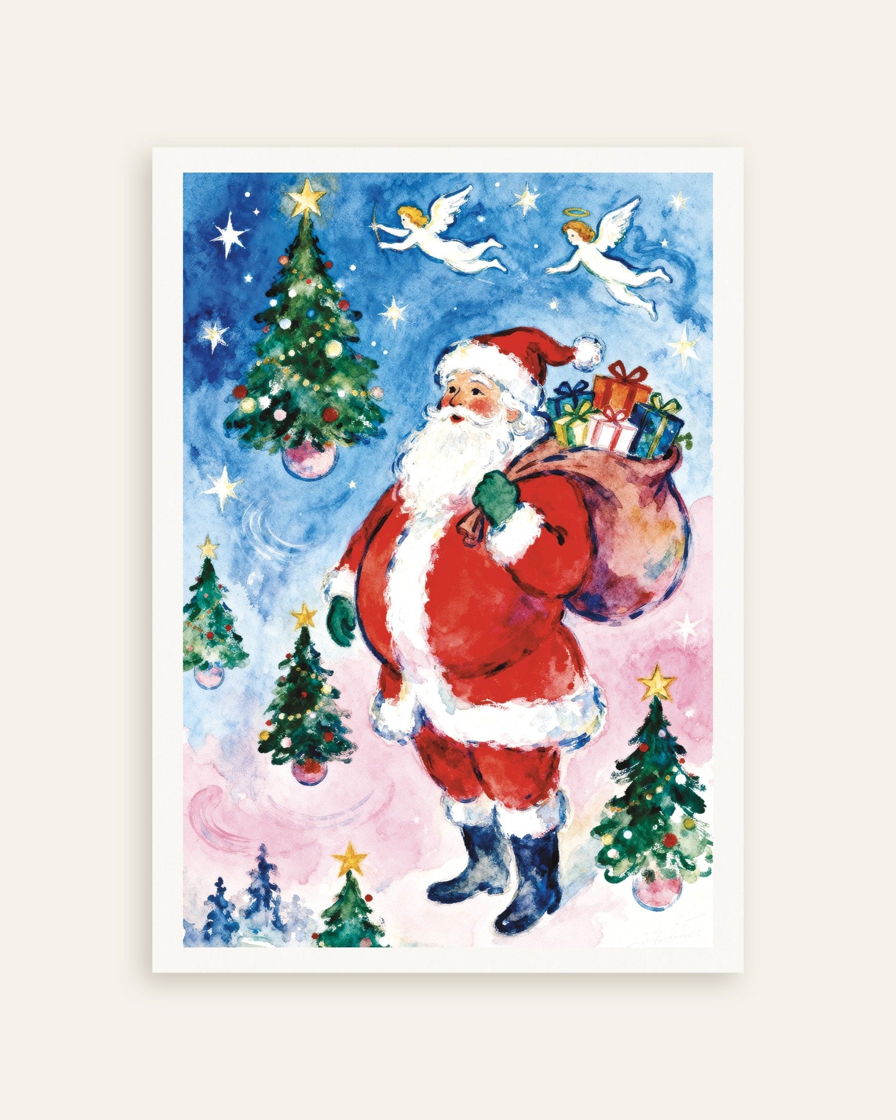 Poster of Watercolor Santa Claus poster, thumbnail