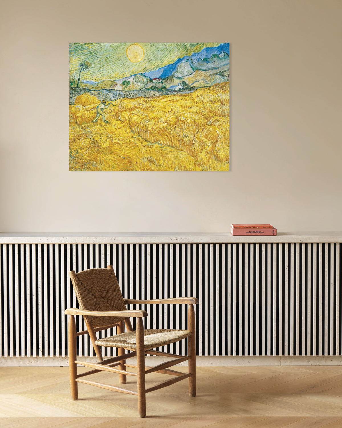 Poster of Wheat Field Behind Saint-Paul Hospital with a Reaper (1889) by Vincent van Gogh