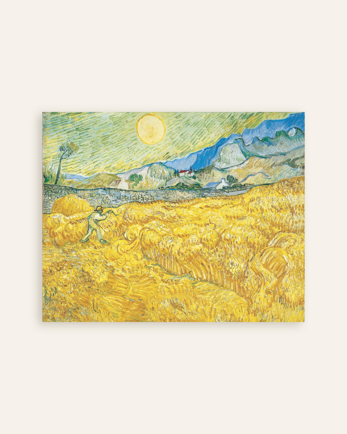 Poster of Wheat Field Behind Saint-Paul Hospital with a Reaper (1889) by Vincent van Gogh, thumbnail