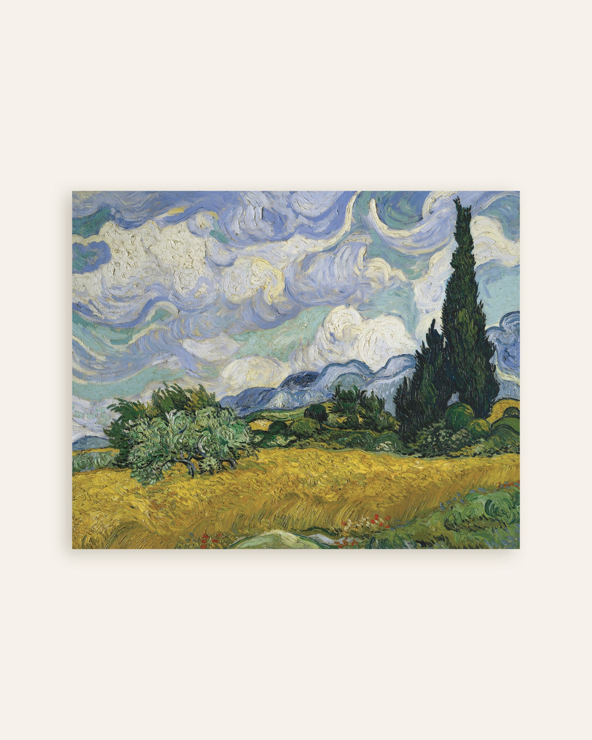 Poster of Wheat Field with Cypresses (1889) by Vincent van Gogh, thumbnail
