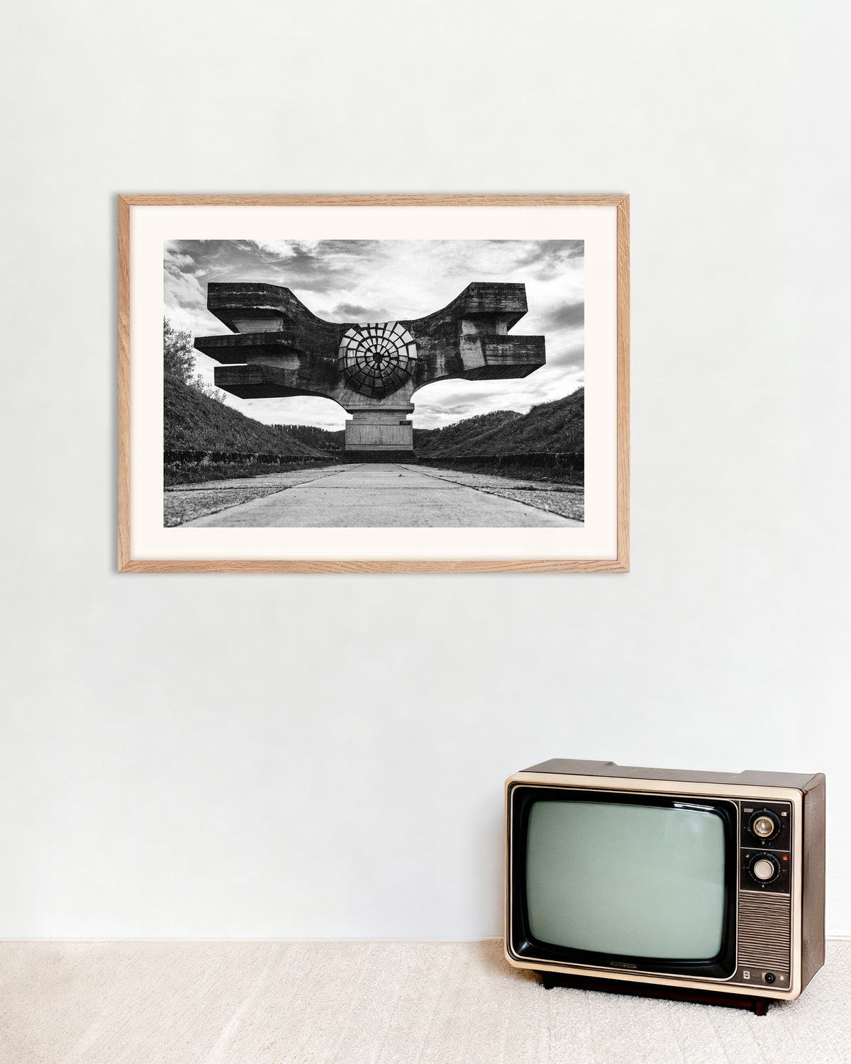 Poster of Winged Monument at the End of the Road, with natural wooden frame