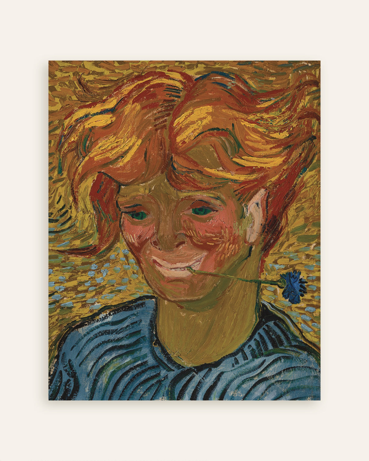 Poster of Young Man with a Cornflower (1890) by Vincent van Gogh, thumbnail
